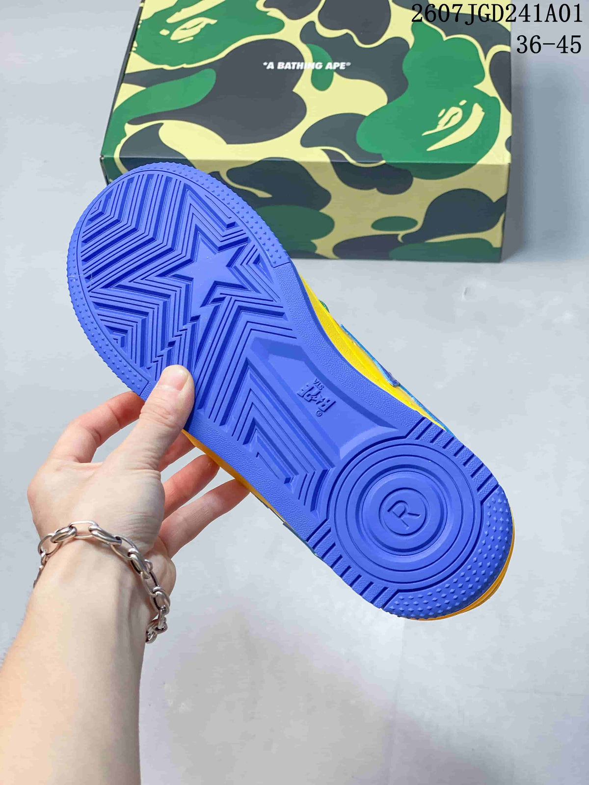 BAPE × KIDSuper BAPE STA Low-Top Sneakers, Green Yellow Blue
