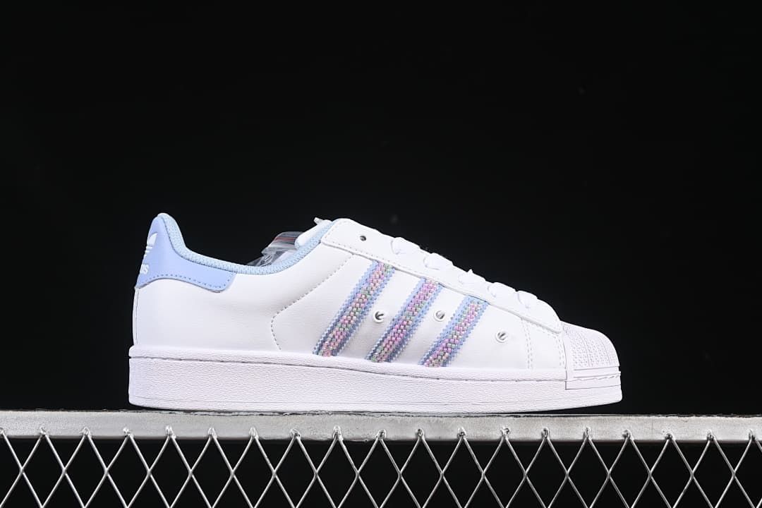 adidas Superstar II JR1332 White Sneakers with Pastel Stripes