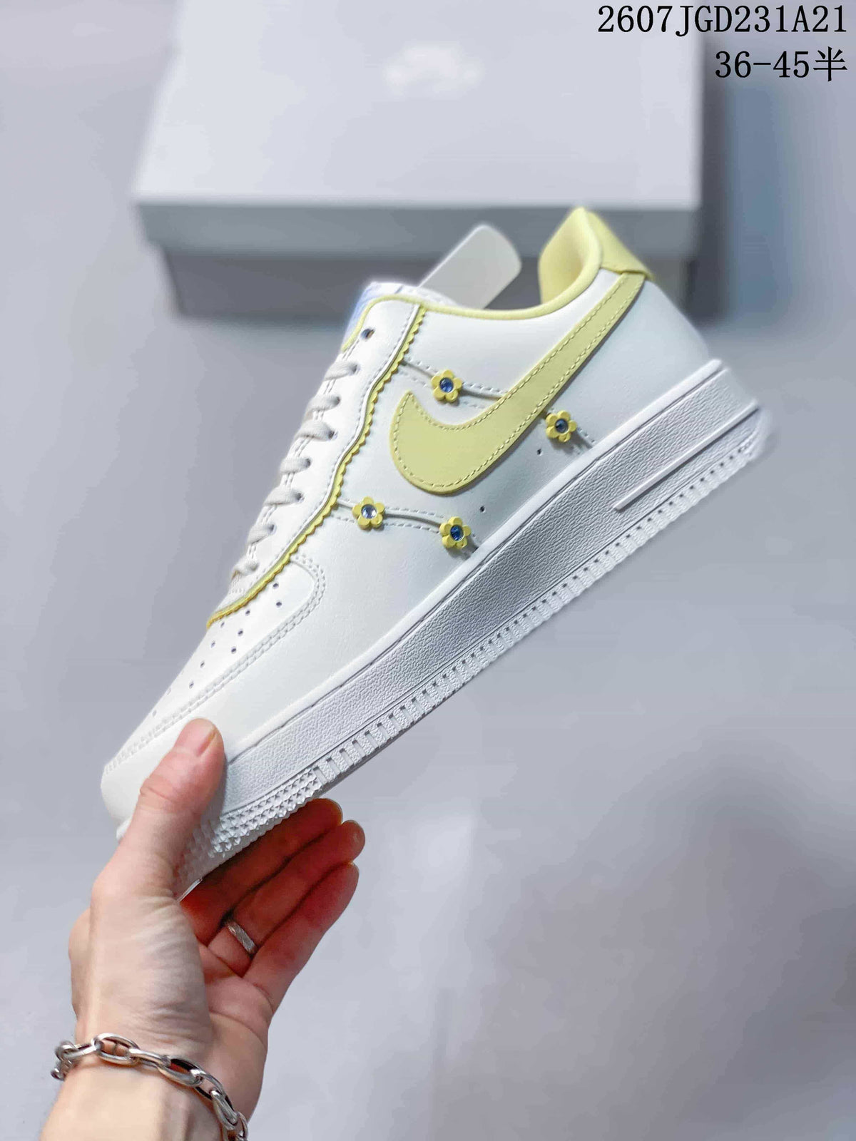 Nike Air Force 1 Low White Yellow Sneakers 2607TGD231A21