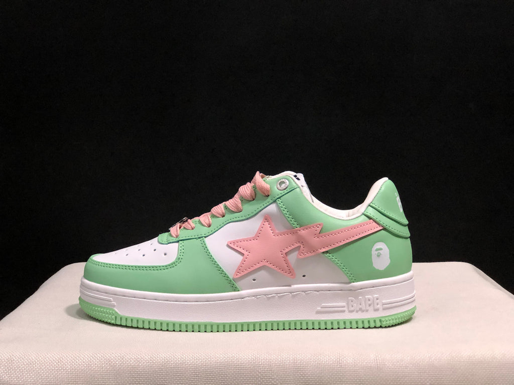 BAPE Bape Sta Low-Top Sneakers Mint Green and Pink