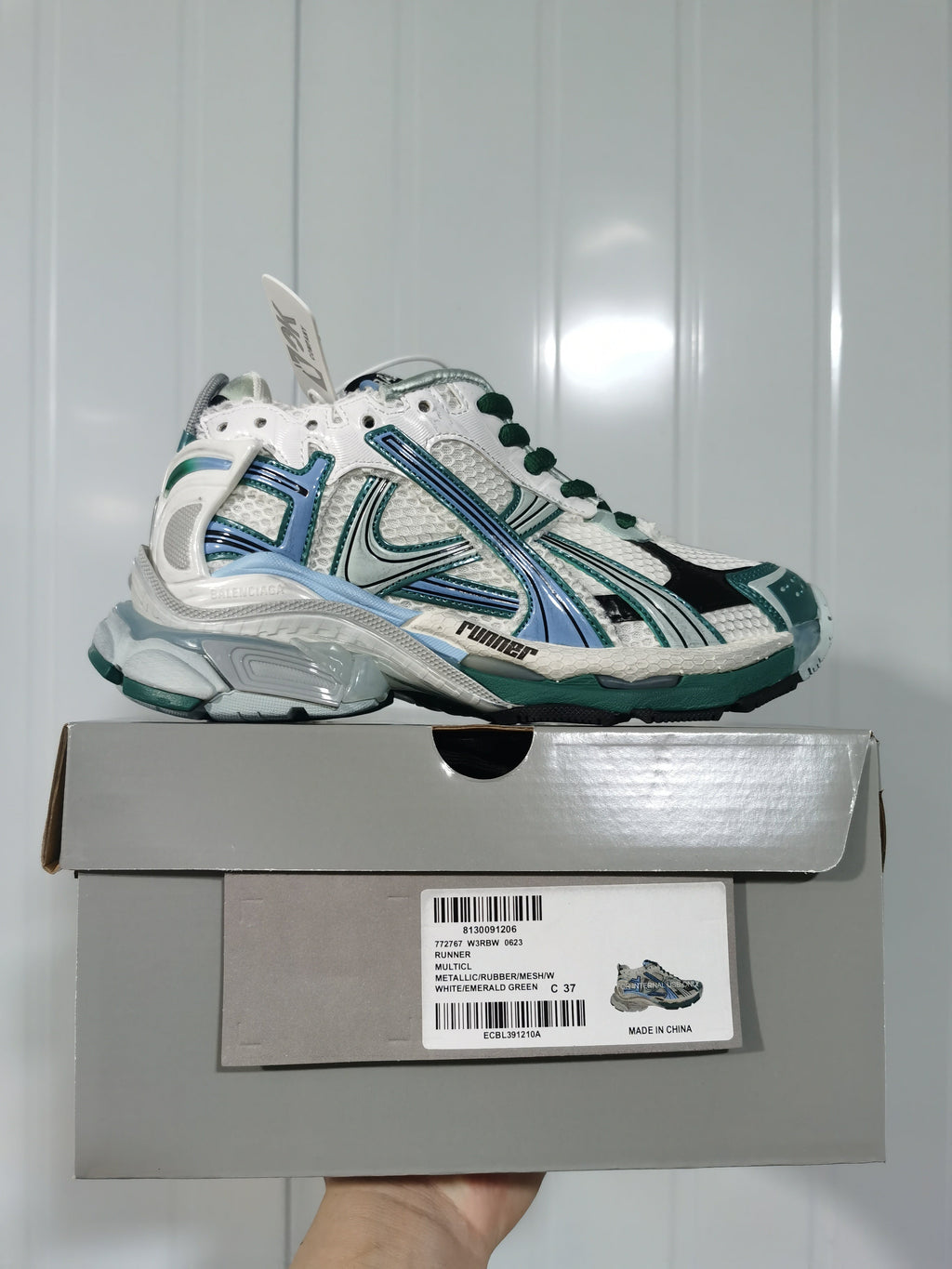 Balenciaga Runner Sneakers White Emerald Green 0623