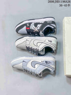 Nike SB Dunk Low LV-Print Low-Top Sneakers, Gray and White