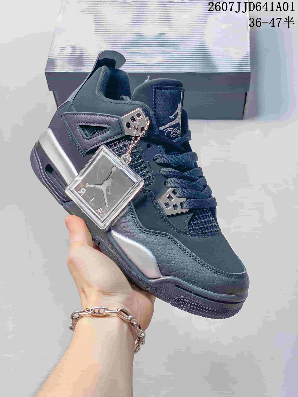 Jordan Air Jordan 4 Black Silver Women's Sneakers 07JJD641A01