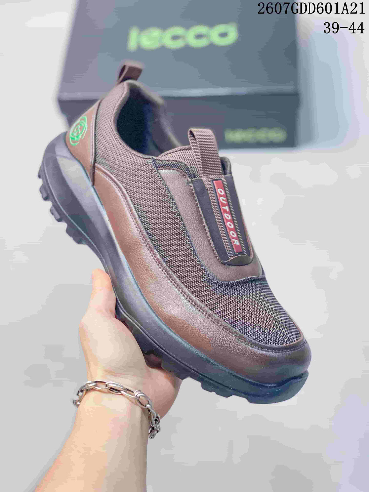 ECCO 722010QEE Brown Textile Casual Slip-On Shoes