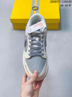 Nike SB Dunk Low Louis Vuitton-Style Sneakers, Grey and Blue