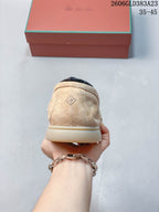 Loro Piana Suede Lock-Detail Loafers in Beige