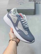 Prada America's Cup Gray Low-Top Lace-Up Sneakers