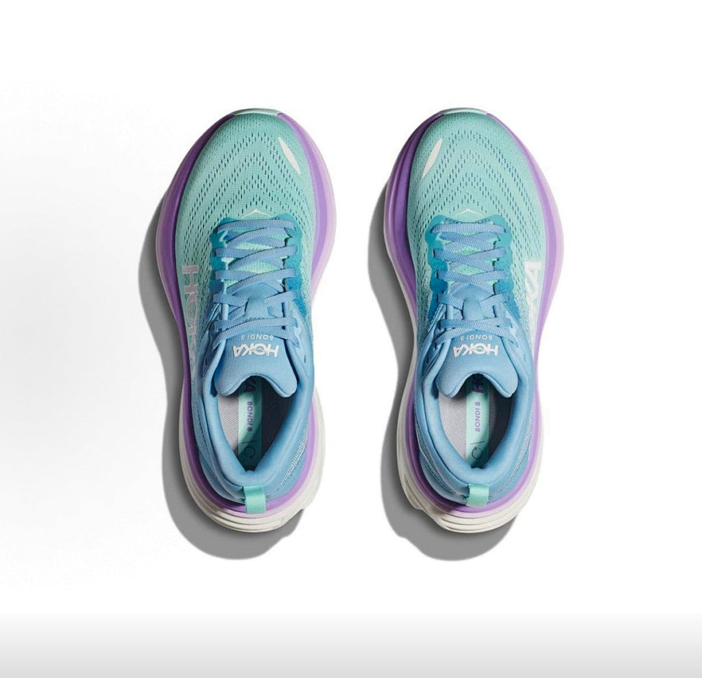 HOKA Bondi 8 Running Shoes in Blue, Mint and Purple