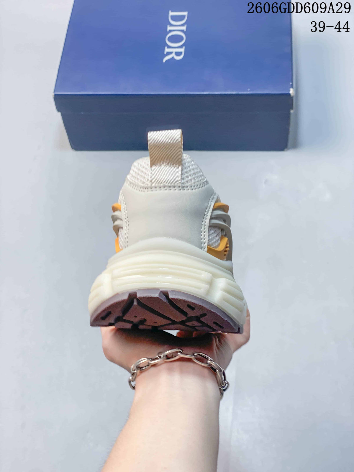 Dior Technical-Style Sneakers in Cream and Orange 2606GDD609A29