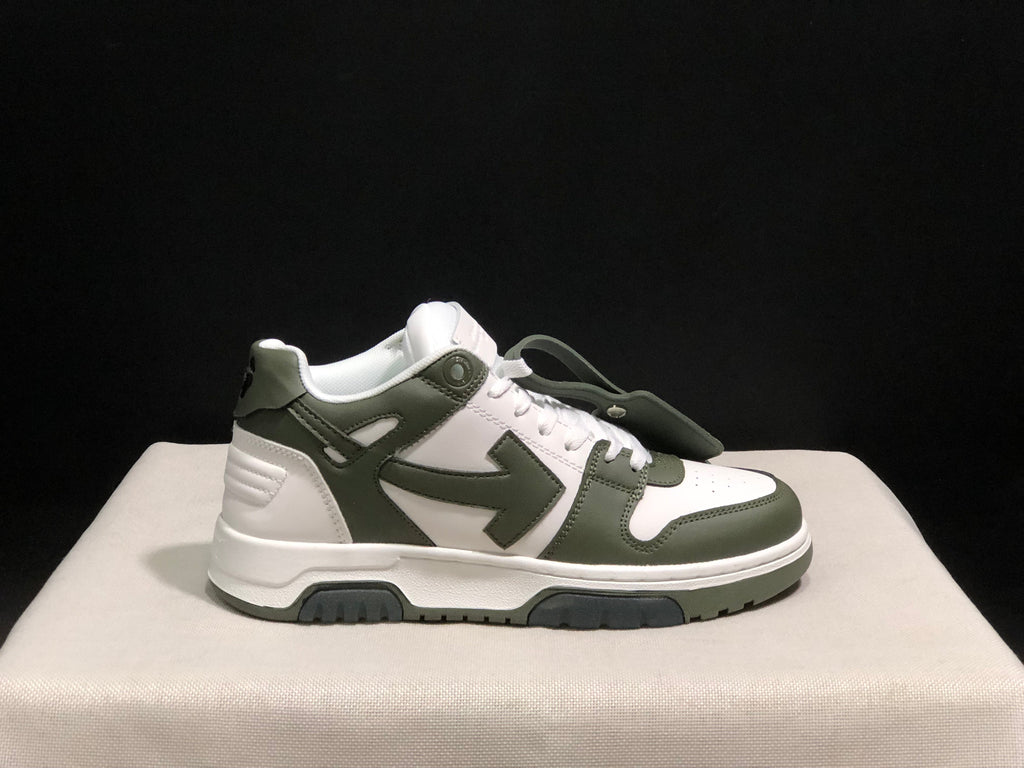OFF-WHITE Out Of Office Low-Top Sneakers White Olive