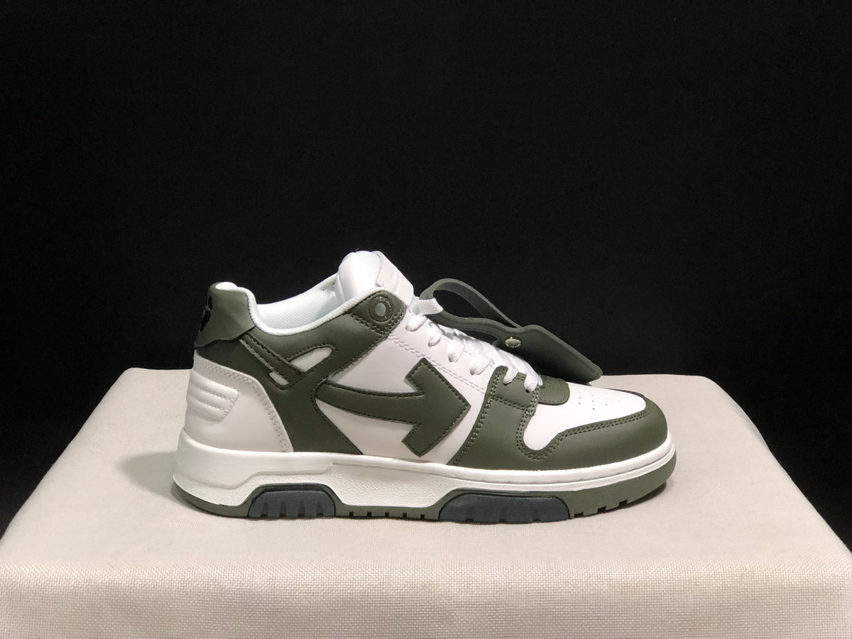 OFF-WHITE Out Of Office Low-Top Sneakers White Olive