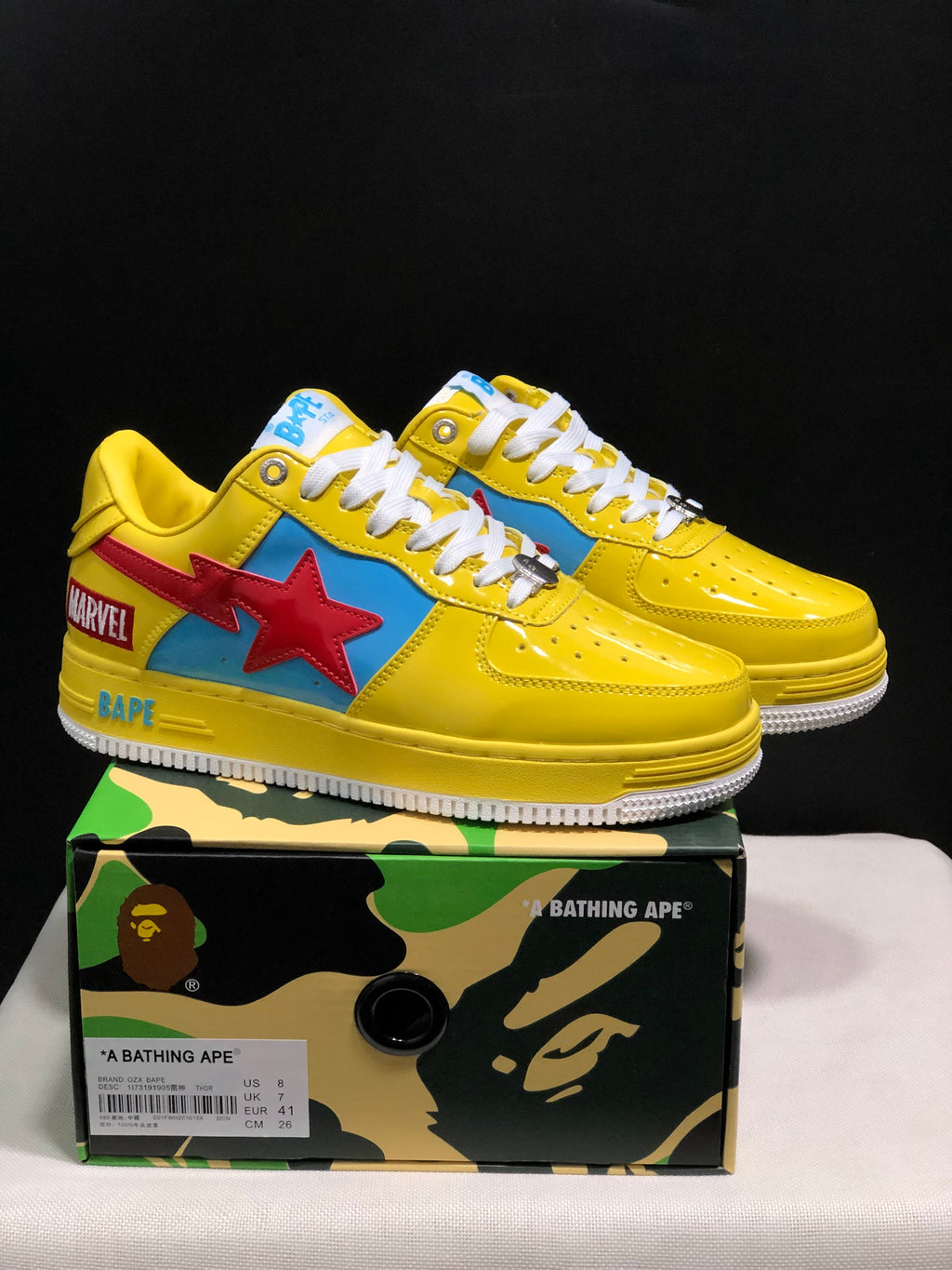 BAPE Bapesta Low-Top Sneakers Yellow Blue Red