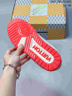 Louis Vuitton Trainer Low-Top Sneakers, White and Red