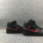 Air Jordan 1 Mid Black and Red Sneakers 554724-045