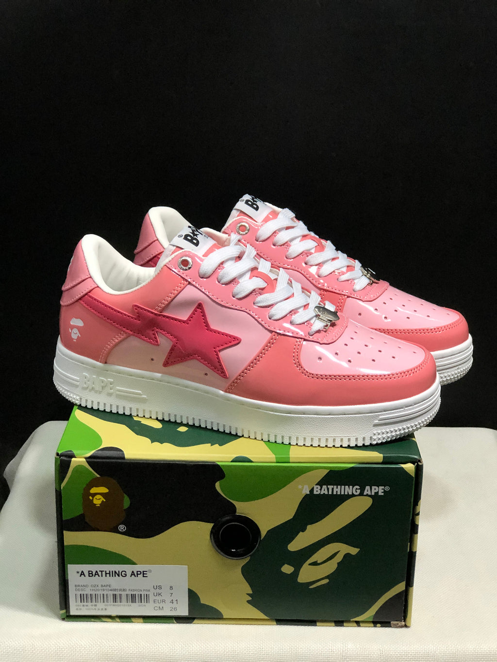 BAPE Sta Low-Top Sneakers Pink and White
