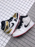 Jordan Air Jordan 1 Mid Edison Chen White Black Gold Sneakers