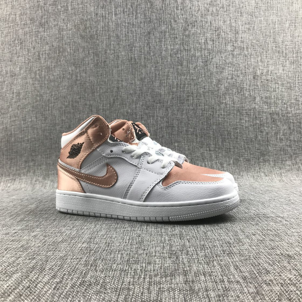 Jordan 1 Mid Rose Gold Silk Women's Sneakers 555112-190