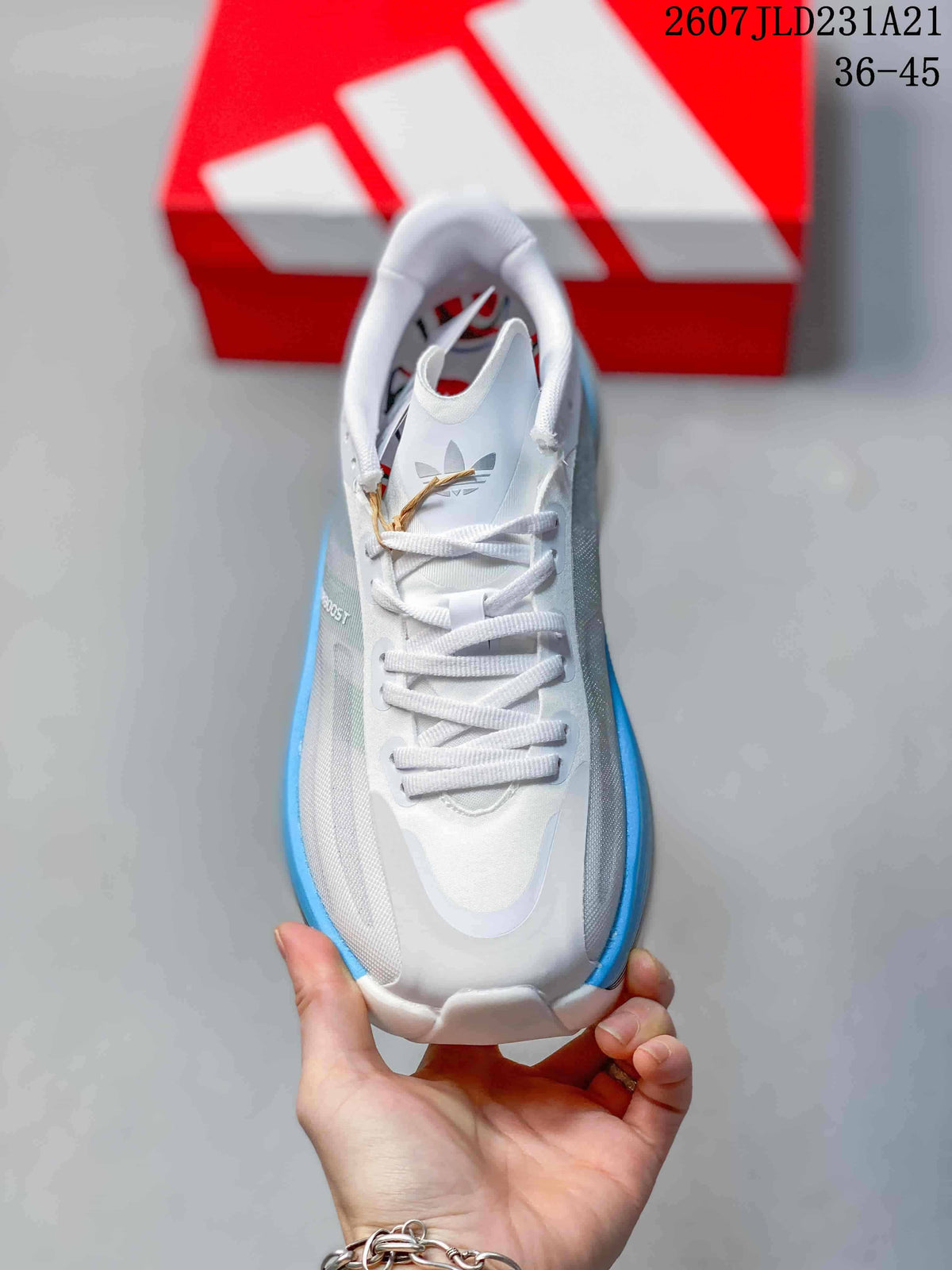 Adidas Hyperboost Edge Running Sneakers White Blue