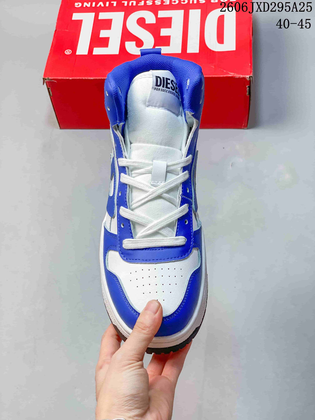 Diesel S-Ukiyo High-Top Sneakers White and Blue Y03363