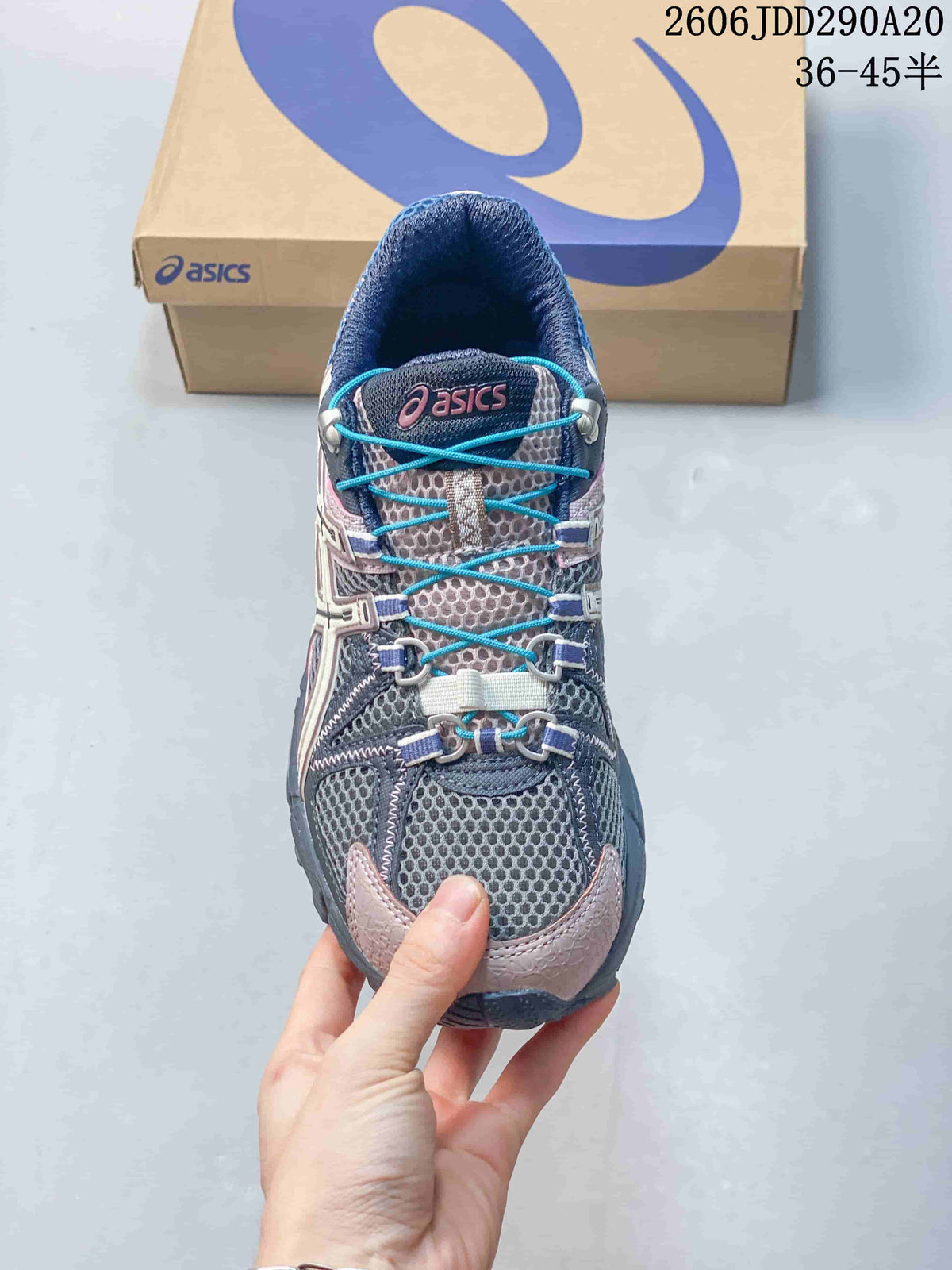 ASICS Tiger Gel-Kahana 8 Trail Sneakers in Gray, Pink & Navy