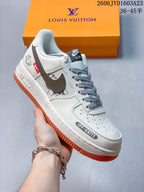 Nike Air Force 1 ’07 Low Off-White Style Sneakers, White and Gum