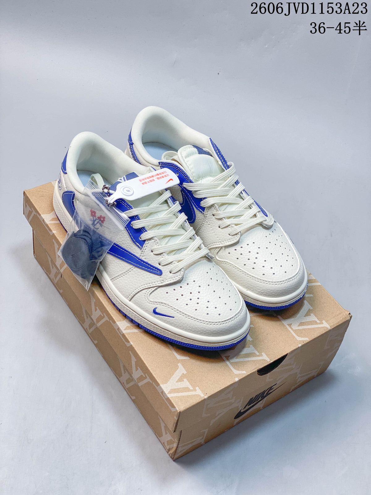 Air Jordan 1 Low Fragment Travis Scott White Blue Sneakers