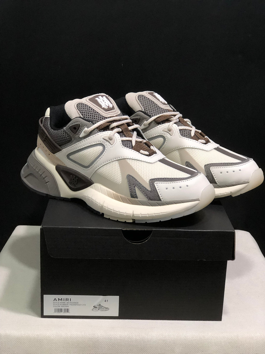 AMIRI MA Runner Sneakers in Off-White and Grey