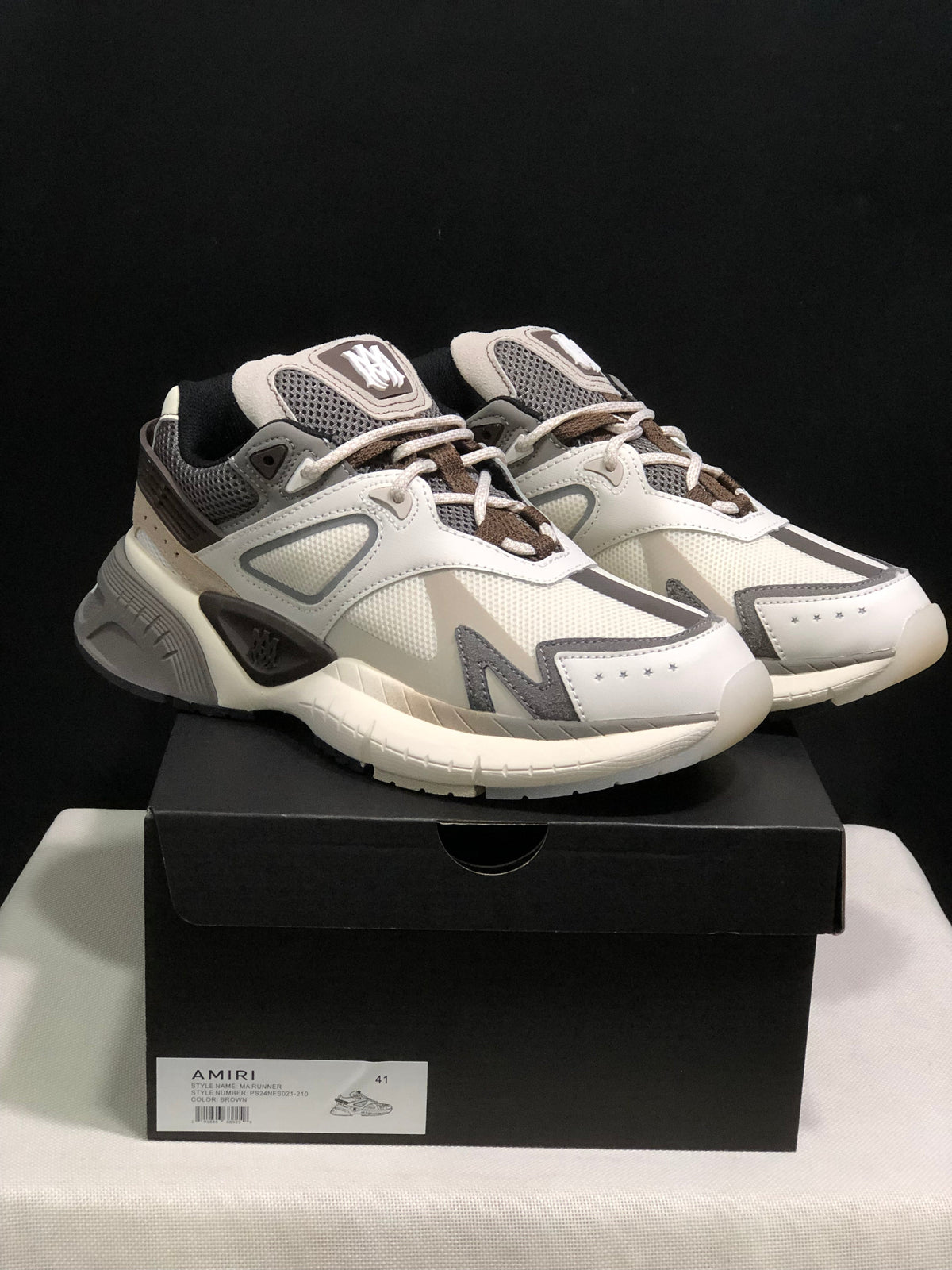 AMIRI MA Runner Sneakers in Off-White and Grey