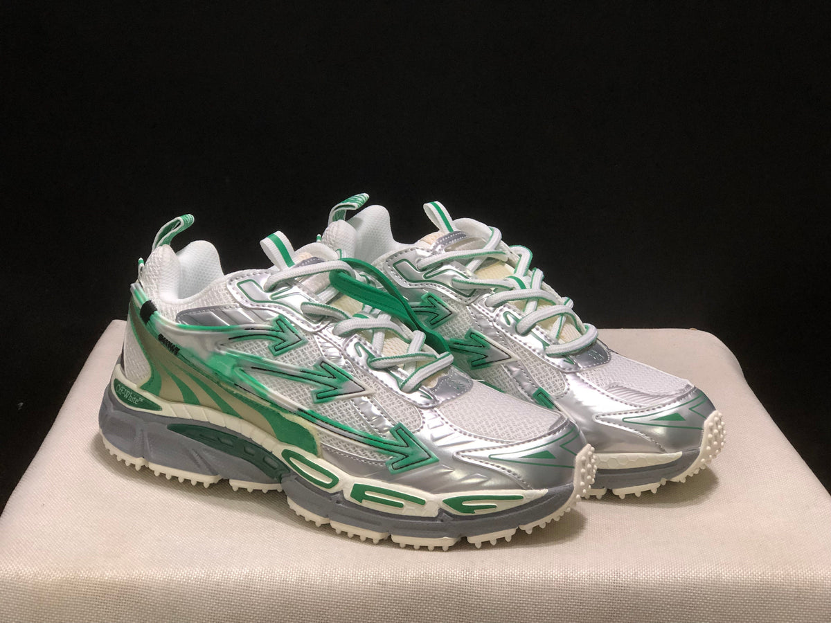 OFF-WHITE Be Right Back Sneakers White Silver Green