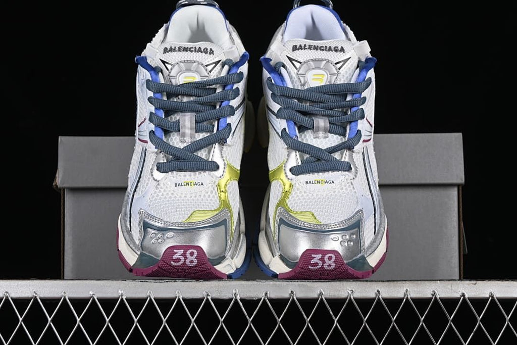 Balenciaga Runner 7.0 Sneakers in White, Blue and Yellow