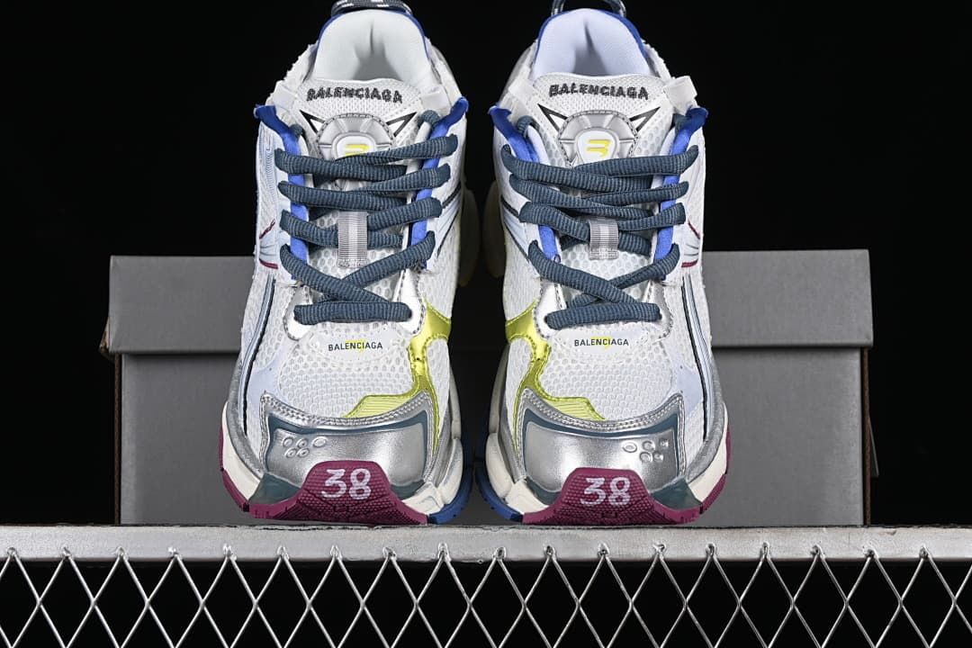 Balenciaga Runner 7.0 Sneakers in White, Blue and Yellow