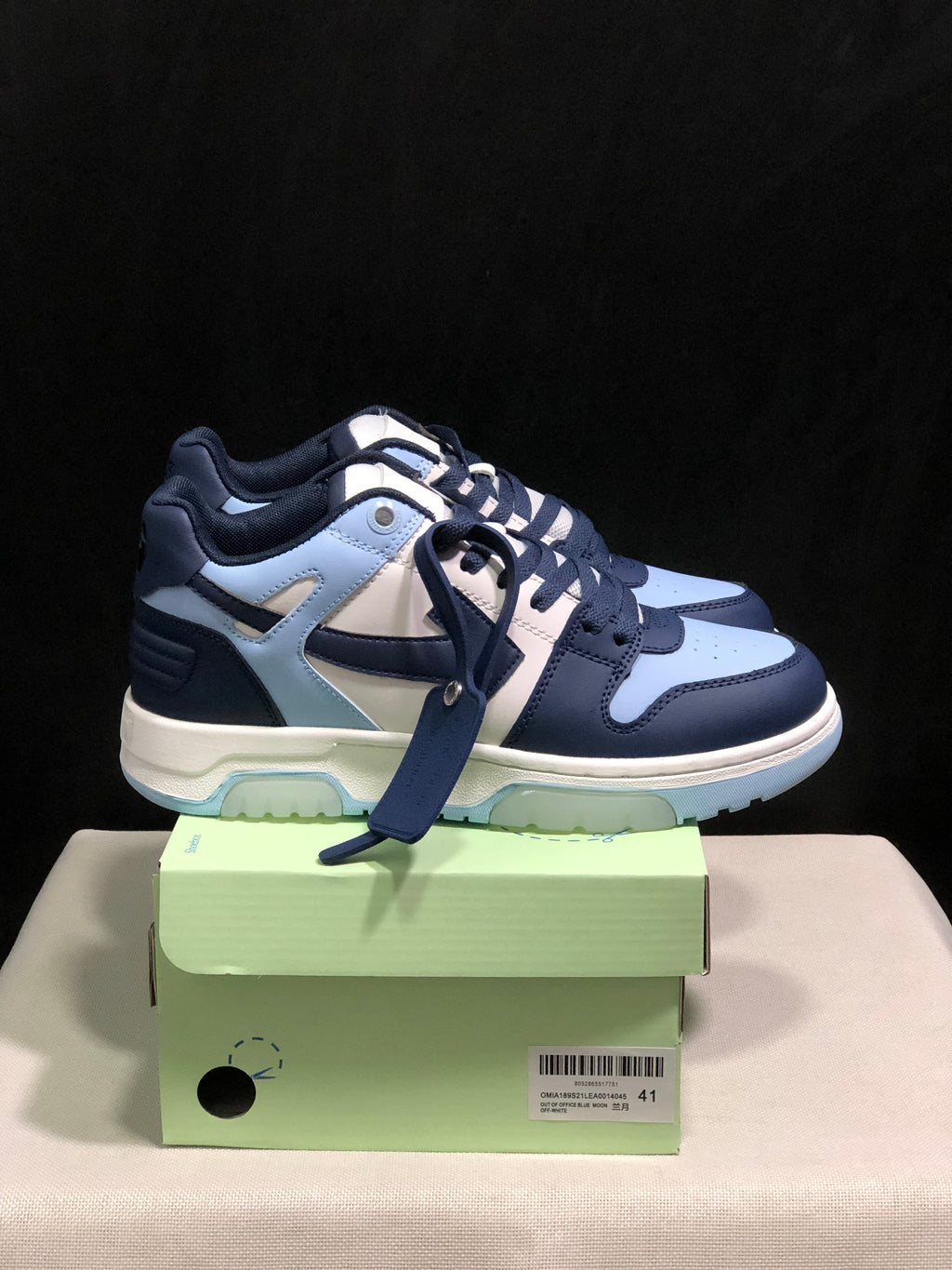 OFF-WHITE Out Of Office Low-Top Sneakers Navy Blue and White