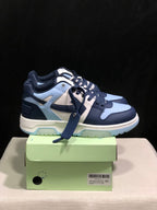 OFF-WHITE Out Of Office Low-Top Sneakers Navy Blue and White