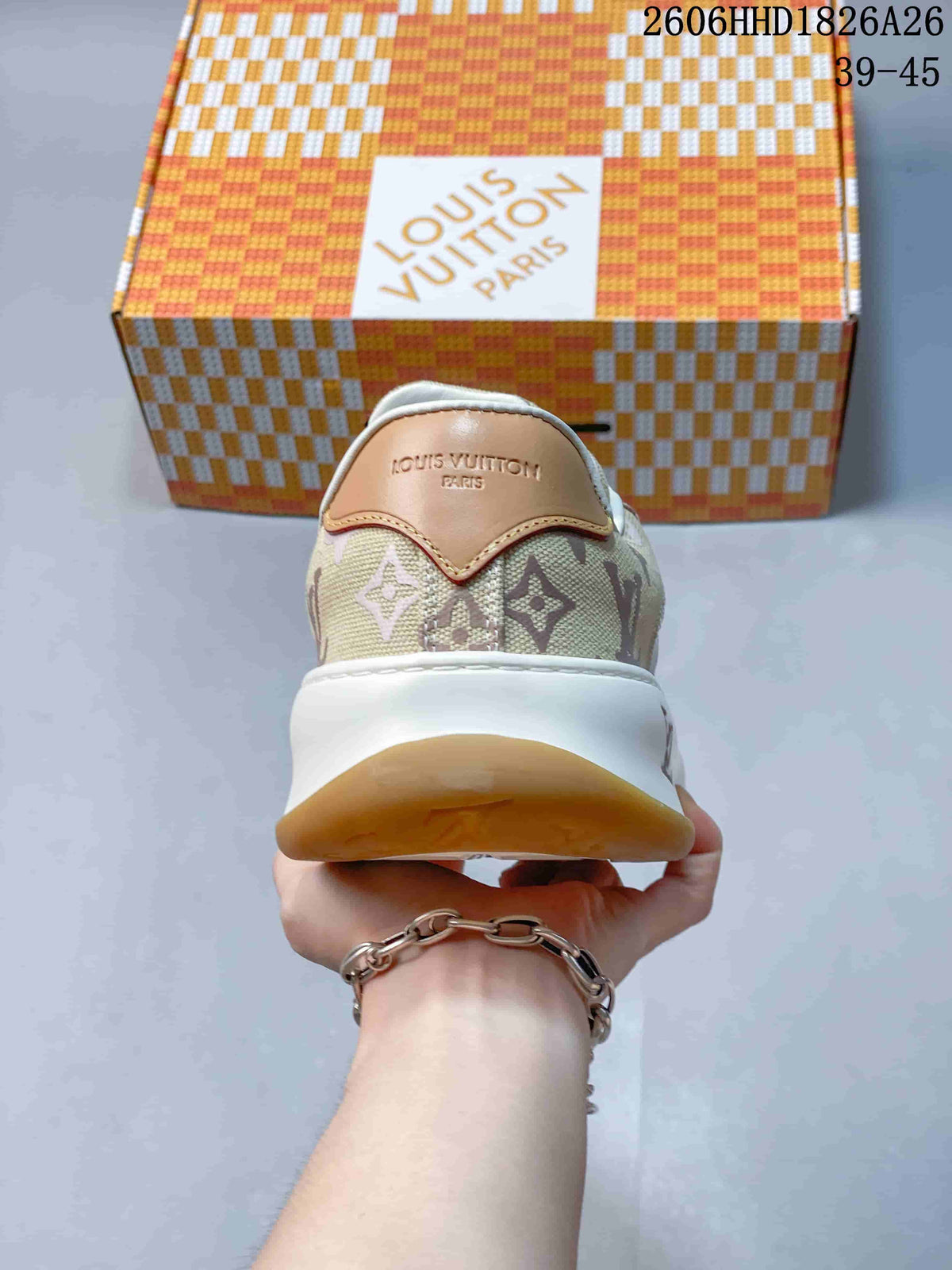 Louis Vuitton Tilted Monogram Low-Top Sneakers, Beige