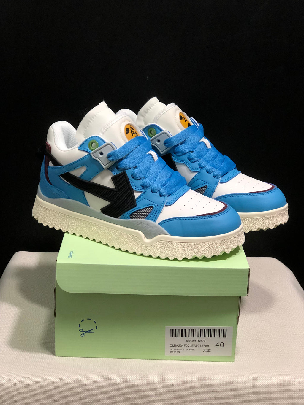 Off-White Blue and White Low-Top Sneakers