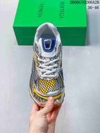 Bottega Veneta Orbit Low-Top Sneakers in Yellow and Denim Blue