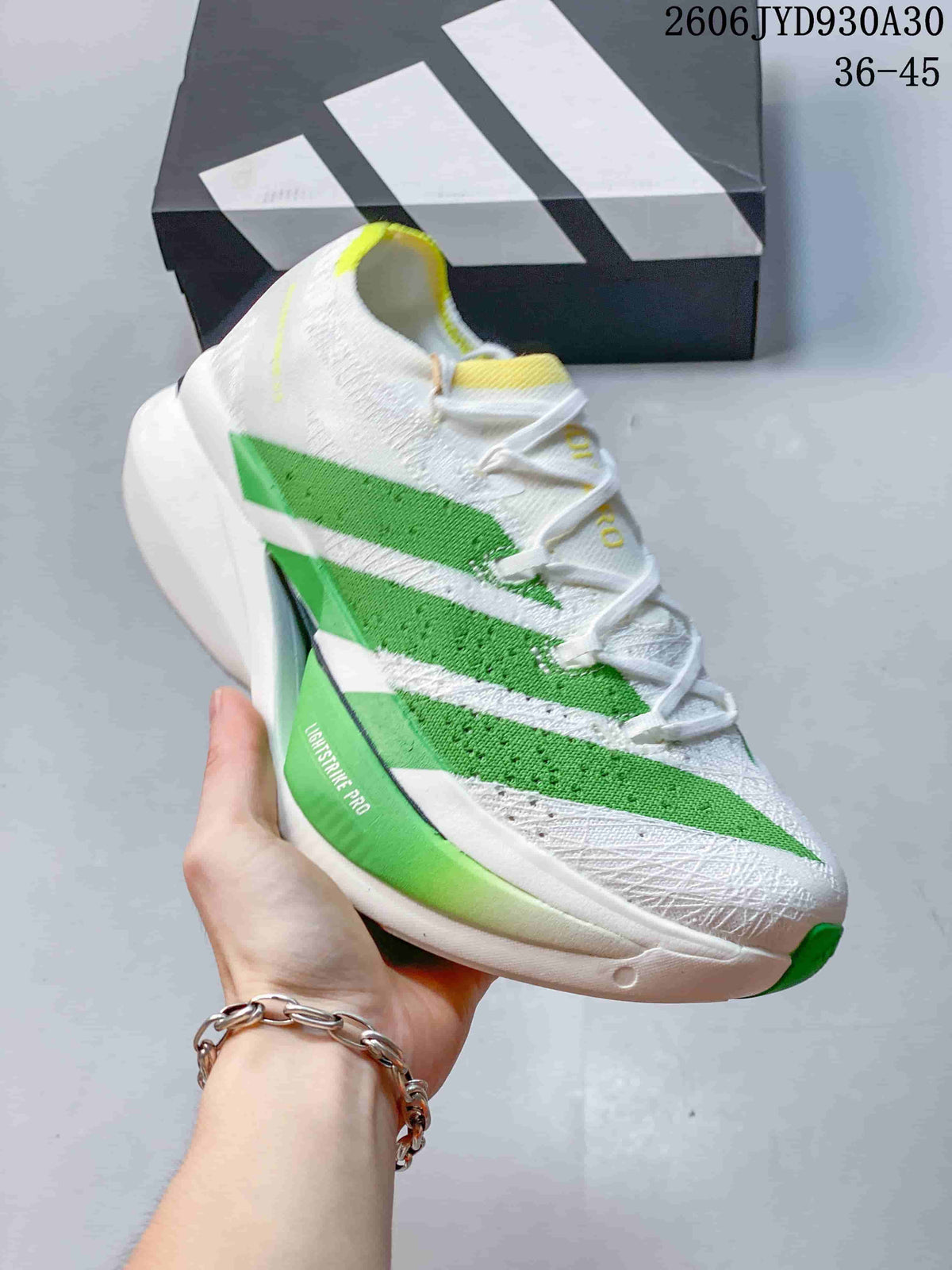 adidas Adizero Prime X3 Running Shoes, White and Green