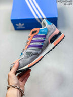 adidas ZX 750 Retro Sneakers in Gray, Purple and Coral