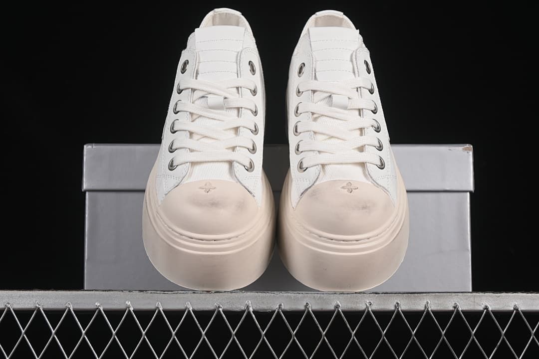 SMFK S0002B2 White Platform Canvas Sneakers