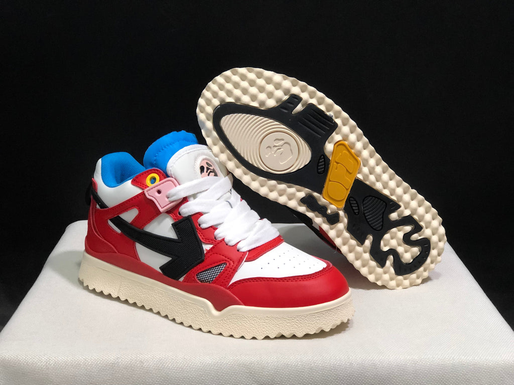Off-White Red White Blue High-Top Sneakers