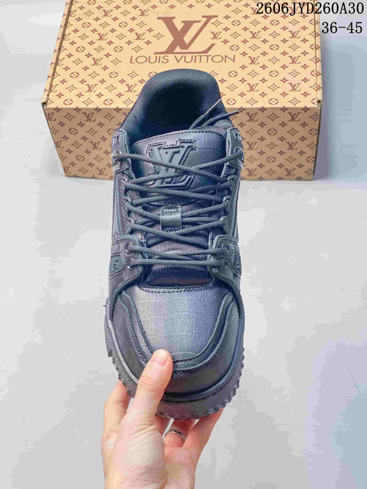 Louis Vuitton Trainer Maxi Low-Top Sneakers, Charcoal, 06JYD260A30_001