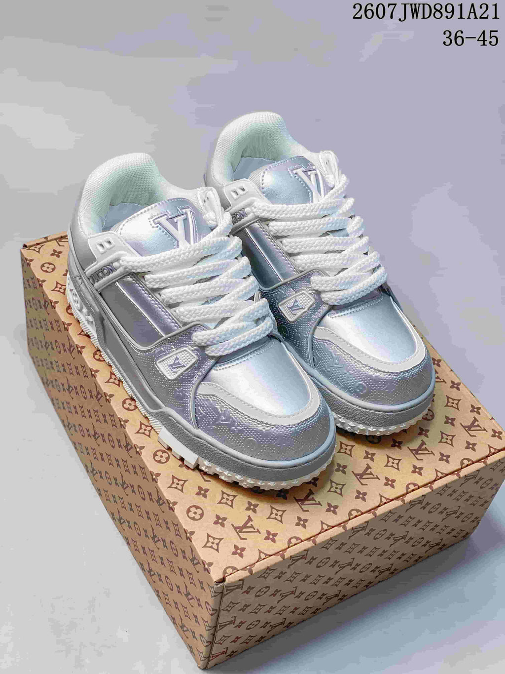 Louis Vuitton Trainer Maxi Sneakers Silver White 2607TWD891A21