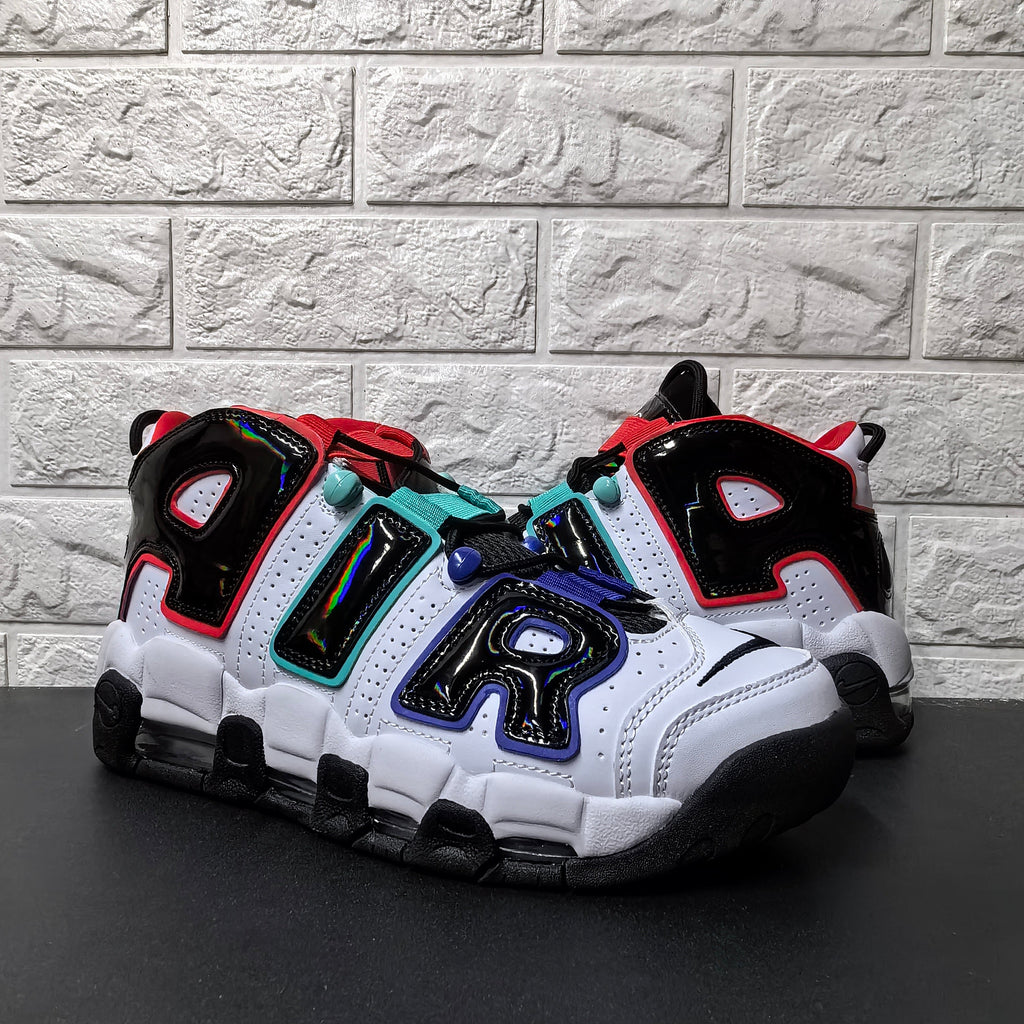 Nike Air More Uptempo Sneakers White Black Red Aqua