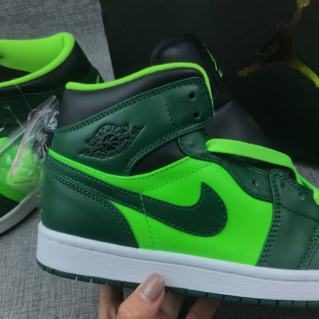 Air Jordan 1 Mid Fluorescent Green Sneakers 554724-330