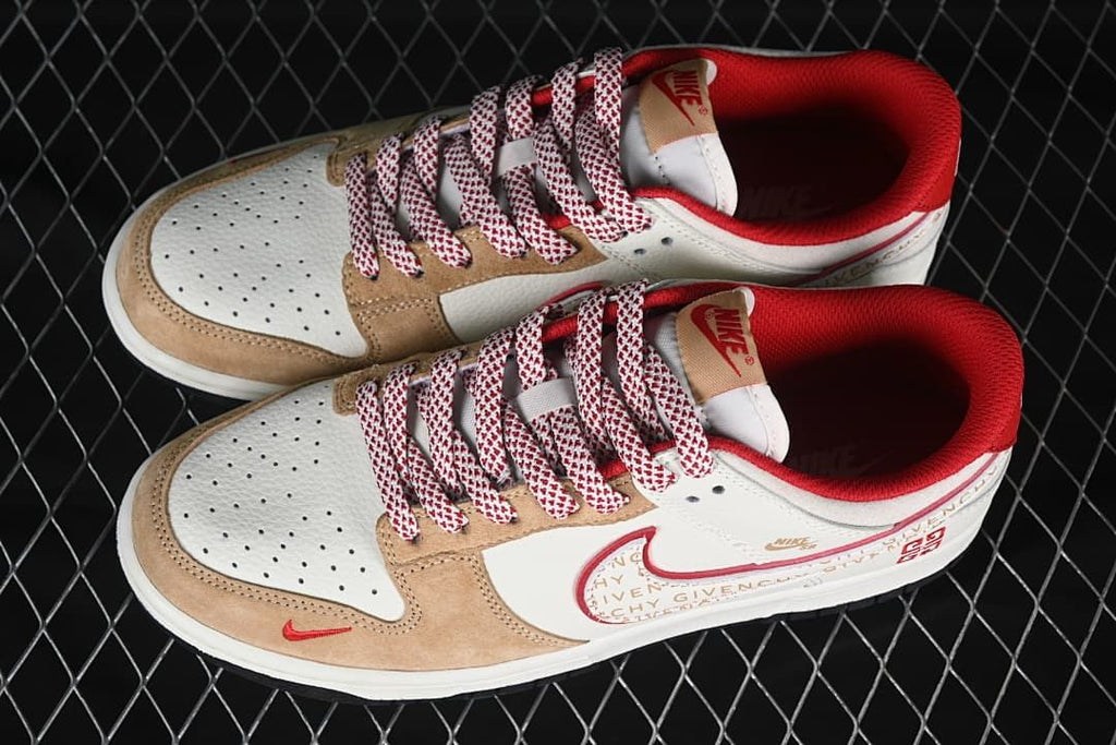 Nike SB Dunk Low White Beige Red Sneakers