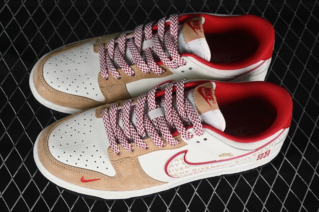 Nike SB Dunk Low White Beige Red Sneakers