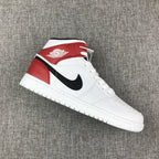 Air Jordan 1 Mid White Red Sneakers 554724-116