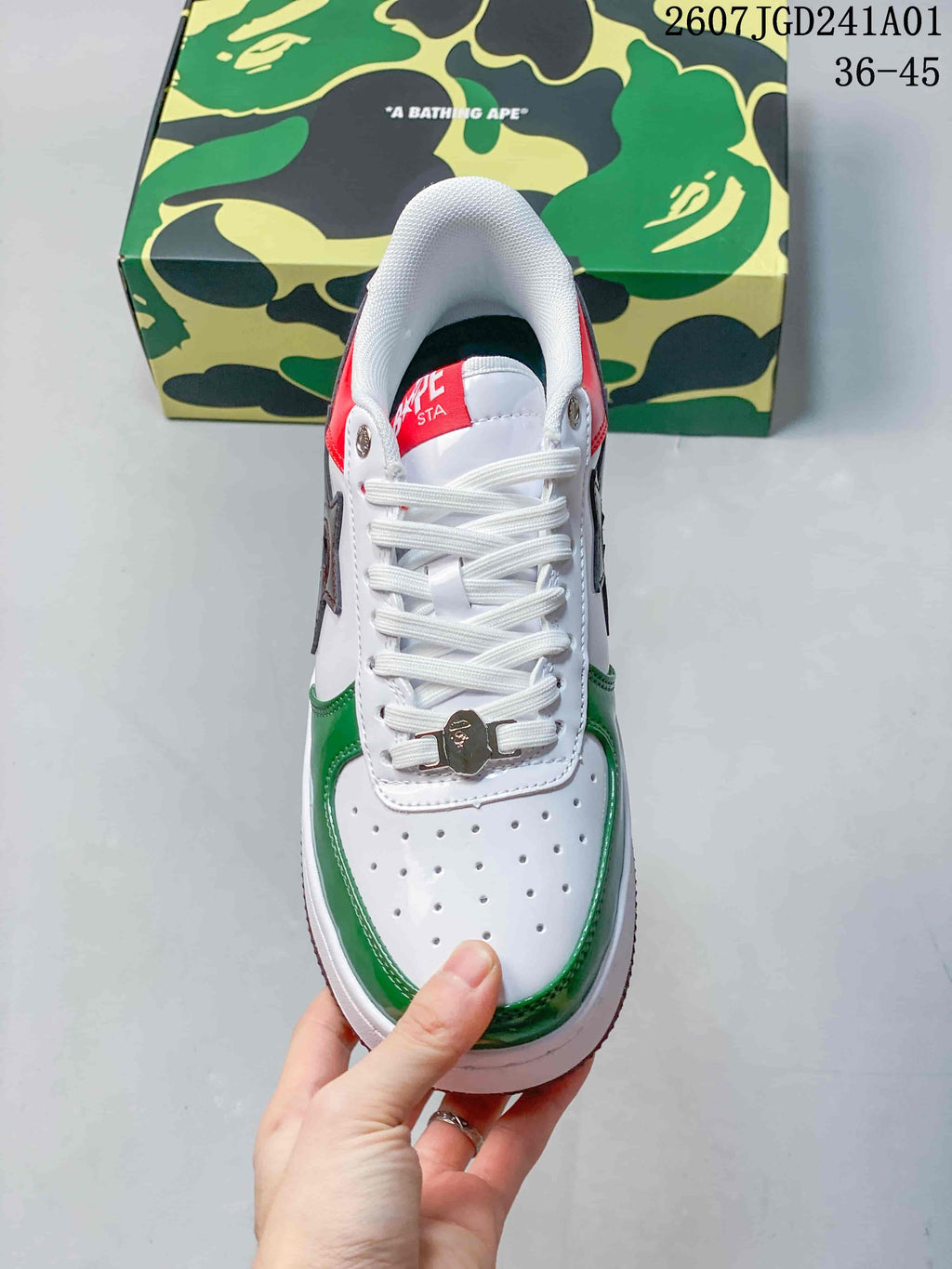 BAPE × KID SUPER STA Low-Top Sneakers White Green Red