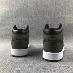 Jordan 1 Mid Sneakers in Black and Olive Green