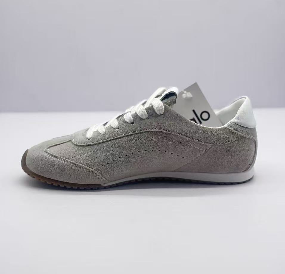 Alo Gray Low-Top Lace-Up Sneakers